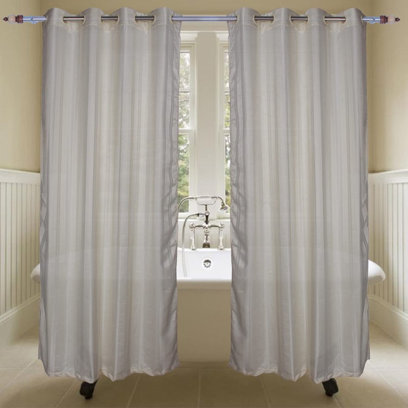 Parda Online 213 cm Waterproof Shower Curtain with Eyelets - Off White (Pack of 2) - Image 1