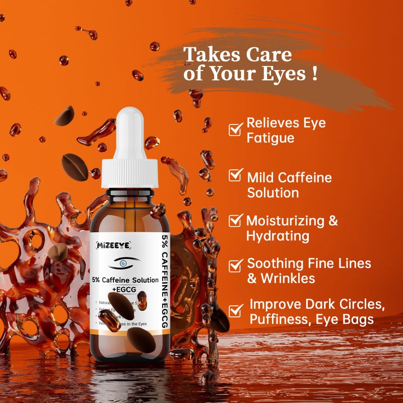 MIZEEYE Caffeine Solution 5% + EGCG For Face, 30ML Moisturizing Caffeine Eye Serum For Dark Circles & Puffiness, Under Eye Solution For Fine Lines. - Image 4