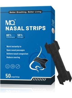 MQ MQ 50ct Nasal Strips for Snoring Black Nose Strips for Breathing Extra Strength Snore Strips to Open Nasal Passages, Relieve Nasal Congestion 