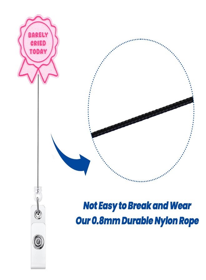 BEZTN Barely Cried Today Funny Badge Reel, Cute Pink Ribbon Retractable ID Card Badge Holder, Name Tag Medical Work Badge Clip for RN LPN CNA MA ER Night Shift Nurse Paramedic Doctor Teachers, Nurse Gifts - Image 5