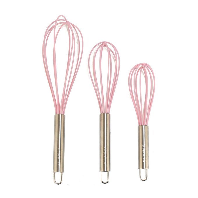 SILICONE WHISK SET NONSCRATCH PINK