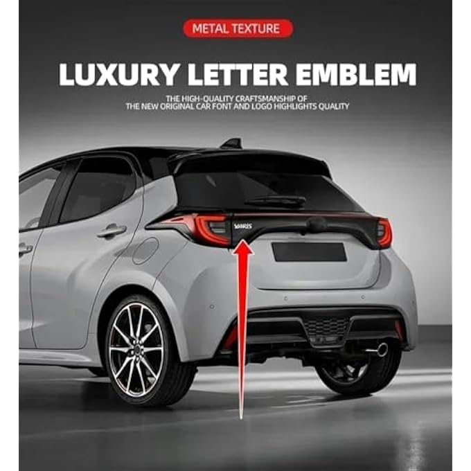 rayihni 3D Metal Car Letter Fender Logo Side Rear Tail Trunk Decals Emblem Badge Sticker Decal Styling Auto Accessories Compatible With Yaris Red - Image 3