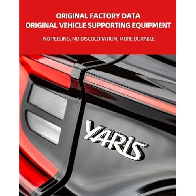 rayihni 3D Metal Car Letter Fender Logo Side Rear Tail Trunk Decals Emblem Badge Sticker Decal Styling Auto Accessories Compatible With Yaris Red - Image 2