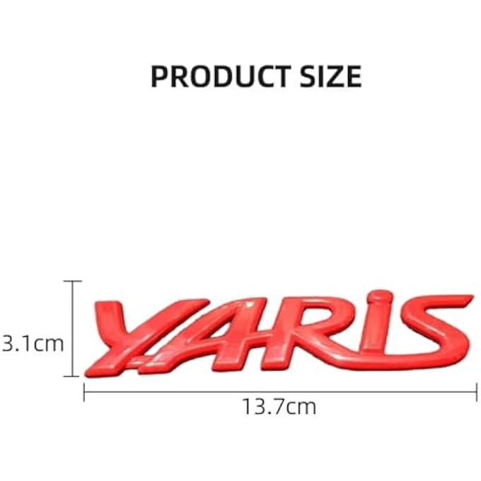 rayihni 3D Metal Car Letter Fender Logo Side Rear Tail Trunk Decals Emblem Badge Sticker Decal Styling Auto Accessories Compatible With Yaris Red - Image 4