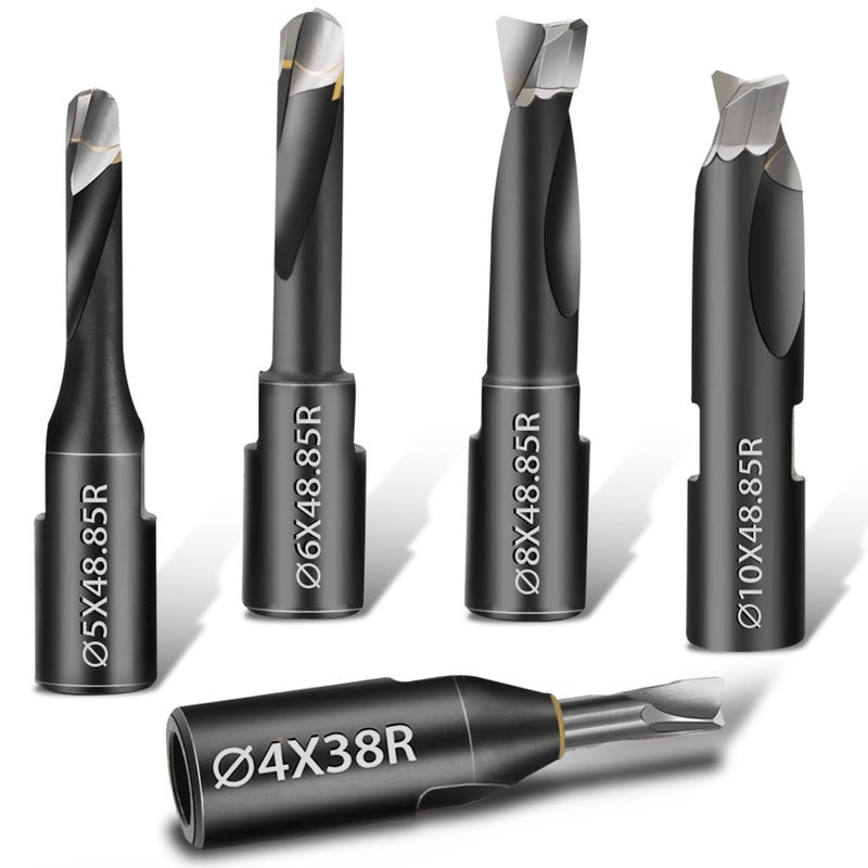 ZSUCC Domino Cutter Solid Carbide Bits, Fit for DF500 Domino Jointer Machines, 5 Pcs Domino Bits (4mm, 5mm, 6mm, 8mm, 10mm), Precision with Extended Spiral Flute, Black Tungsten Carbide - Image 1