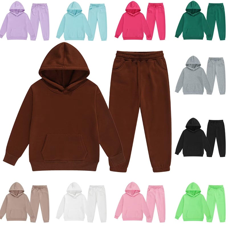 DHSPKN Girls Boys 2 Piece Tracksuit Athletic Sweatsuits Sets Hooded Sweatshirt and Jogger Sweatpants Clothing Sets for Kids Green 100 - Image 3