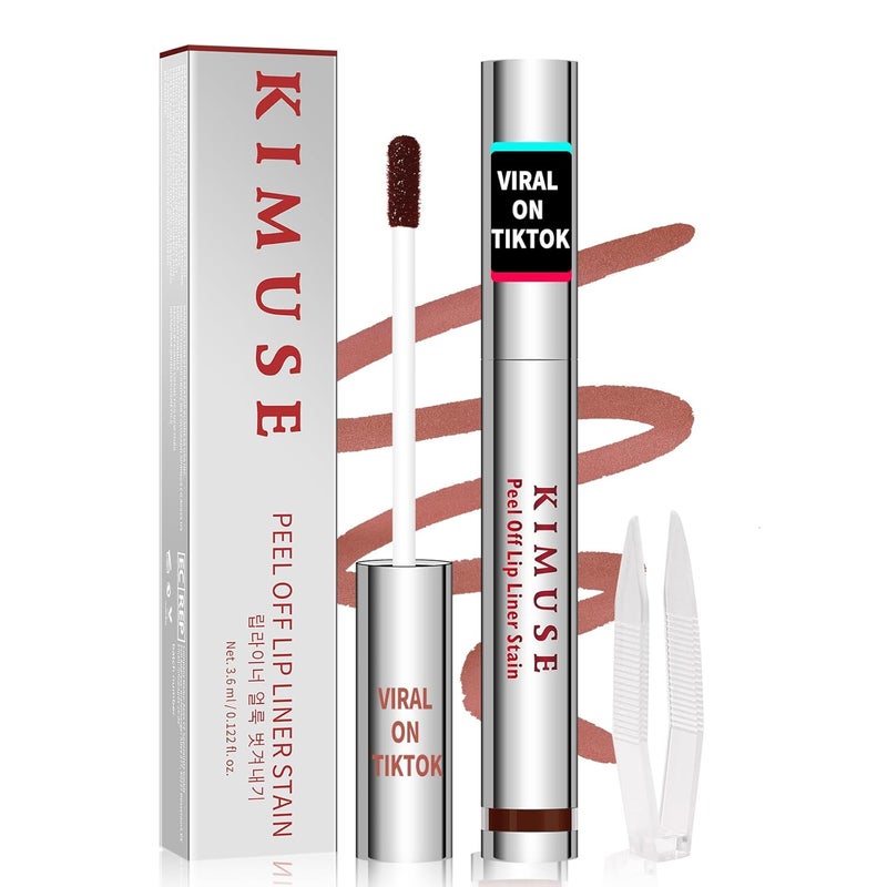KIMUSE KIMUSE Peel Off Lip Stain, Long Lasting Lip Stain Peel Off with Tweezer, Waterproof Lip Liner Stain, Transfer-Proof, Highly Pigmented Color, Matte Finish 