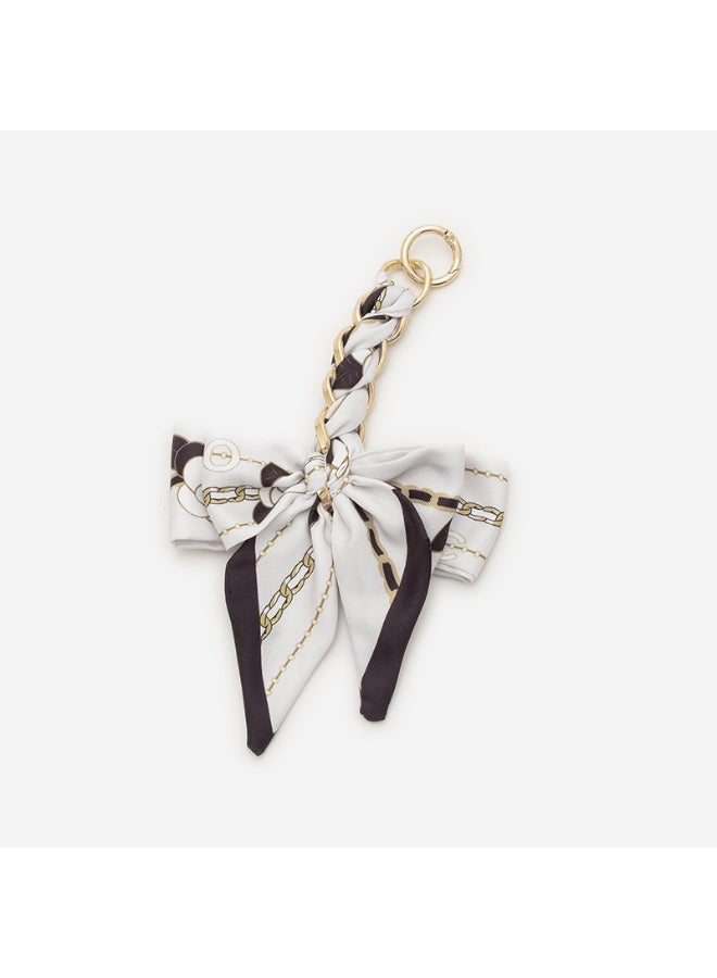 NIBEMINENT Beaded Phone Lanyard, Anti Lost Removable Wrist Strap, Long Chain Bowknot Bracelet Pendant, Phone Keychain Lanyard, White