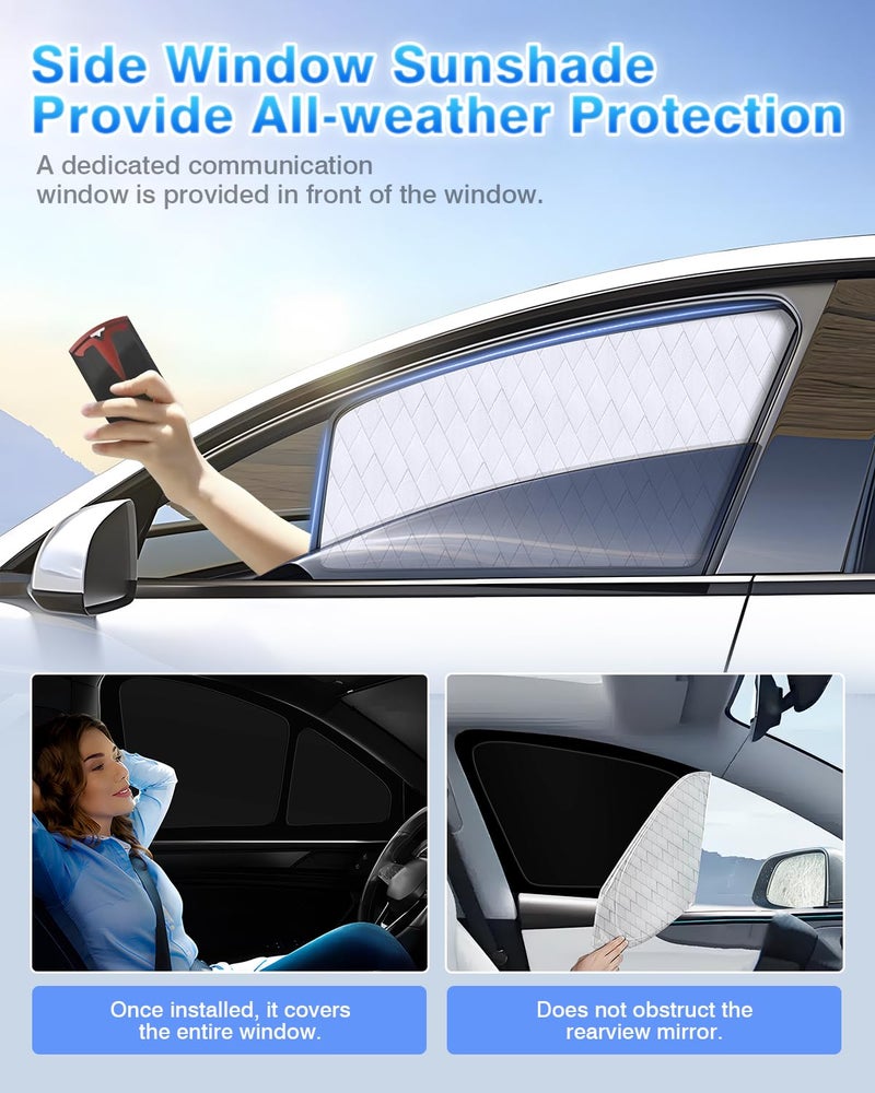 Epltion 8Pc Tesla New Model Y Juniper 2025-2026 Window Privacy Sunshade 2 In1 Ice Crystal Car Reflective Visor For Tesla Model Y Juniper All Window Front Windshield Side Window Accessories Outdoor Camping - Image 3