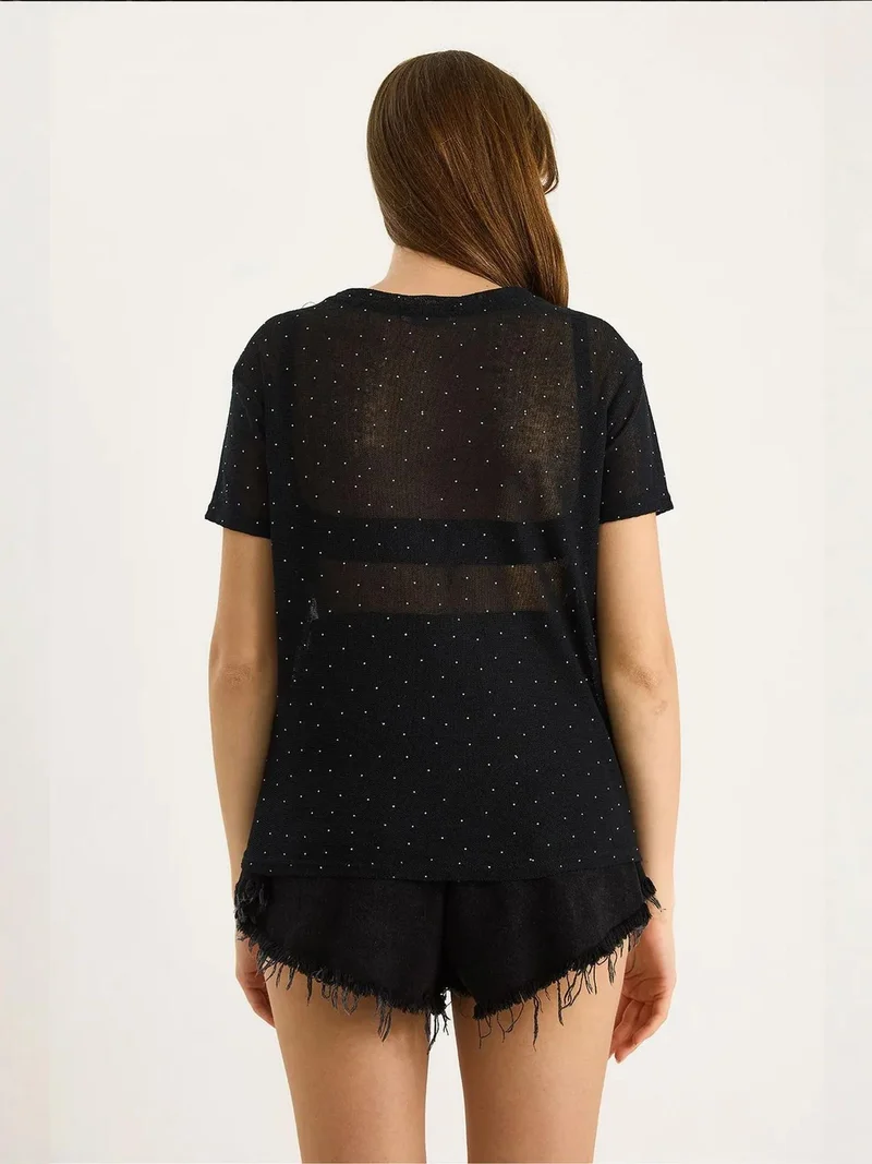 Bianco Lucci LUCCI Transparent Crew Neck T-Shirt