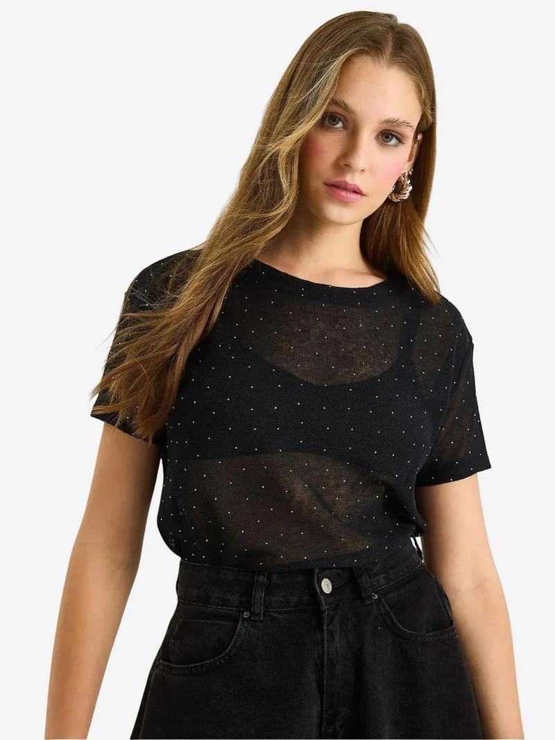 Bianco Lucci LUCCI Transparent Crew Neck T-Shirt