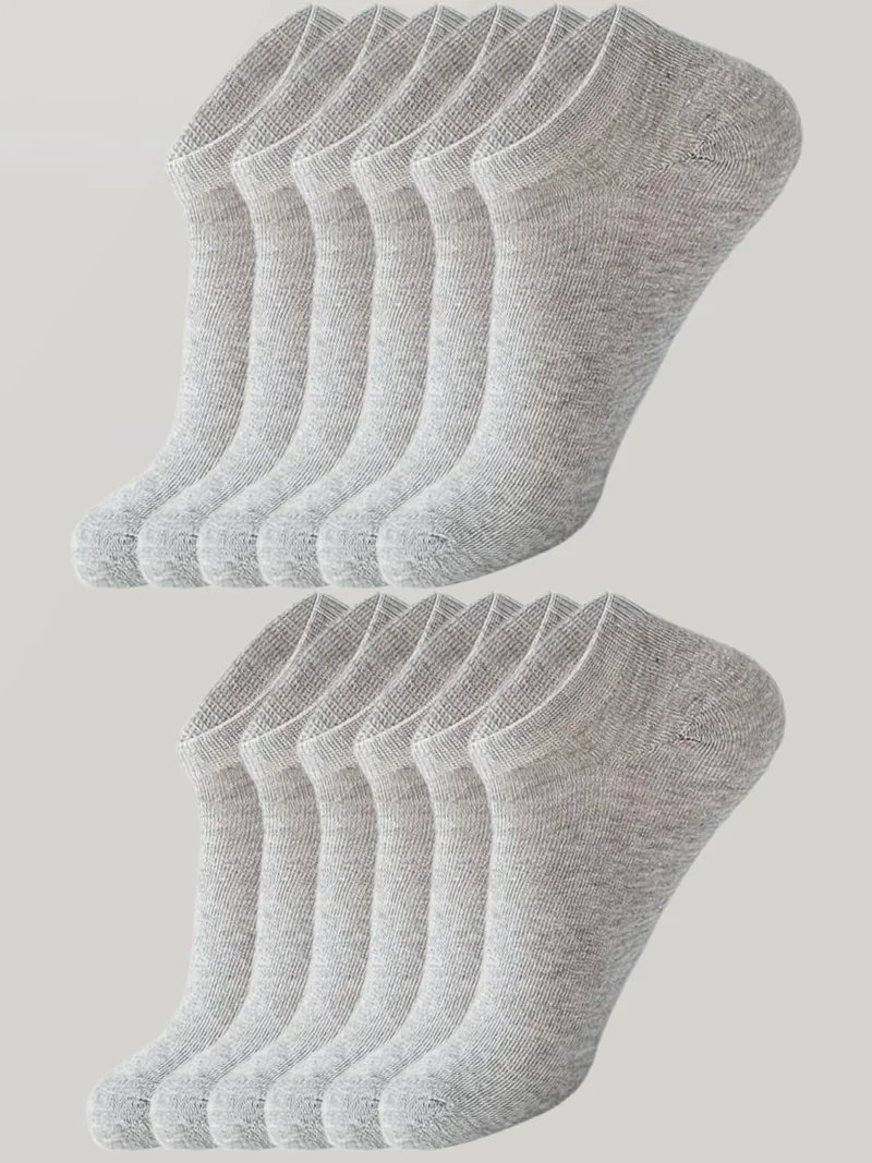 اورومي 12 Pairs Cotton Men - Women Gray Ankle Booties Socks Running and Walking Socks