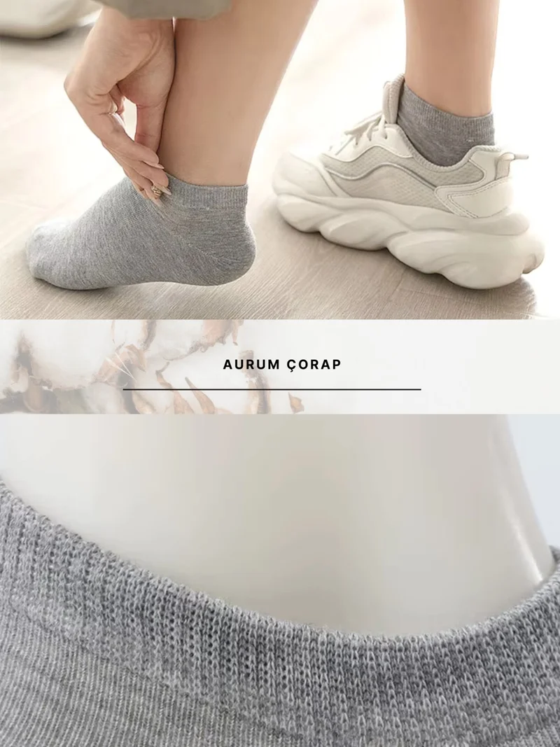 اورومي 12 Pairs Cotton Men - Women Gray Ankle Booties Socks Running and Walking Socks