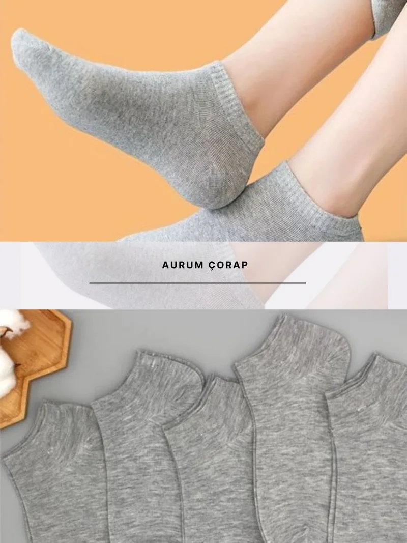 اورومي 12 Pairs Cotton Men - Women Gray Ankle Booties Socks Running and Walking Socks