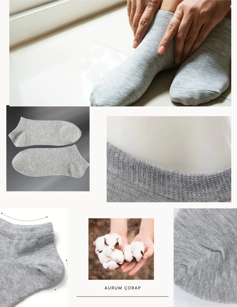 اورومي 12 Pairs Cotton Men - Women Gray Ankle Booties Socks Running and Walking Socks