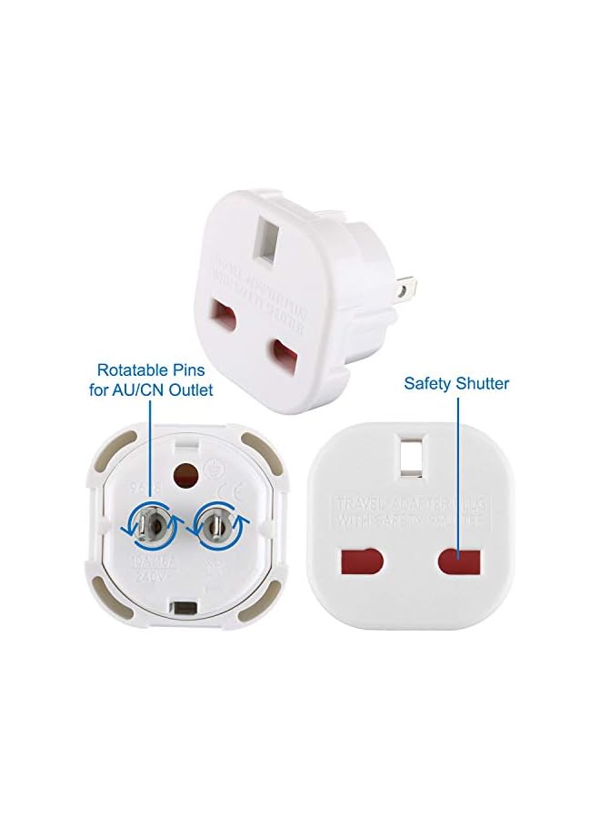 promass UK to US Travel Adaptor Plug with Safety Shutter and Rotatable Pins, Suitable for People from UK/EU/UAE/KSA/HK/Singapore Travelling in US/JP/Canada/Australia/China etc.(3 Pieces) - Image 3