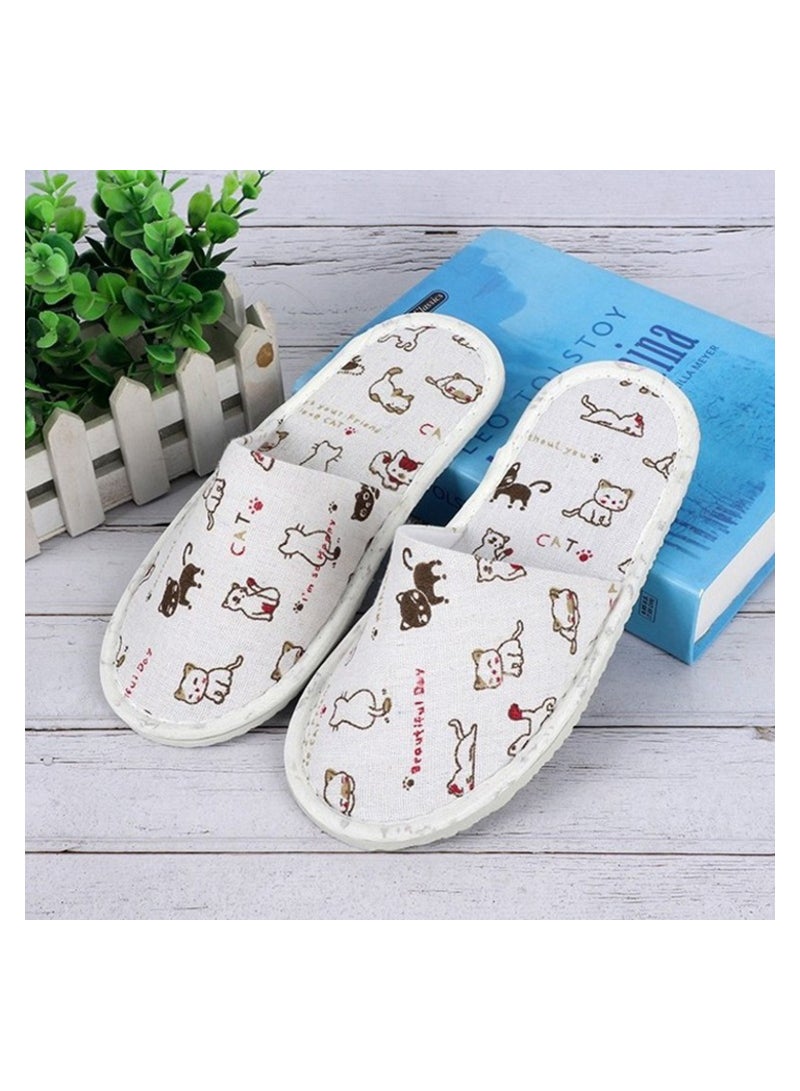 SYOSI 10 Pairs lovely Disposable Slippers Cotton Cloth Closed Toe Spa Slippers for Women and Men, Breathable Non-Slip Slippers for Hotel, Guests, Travel (Cats） - Image 2