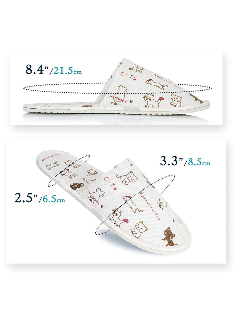 SYOSI 10 Pairs lovely Disposable Slippers Cotton Cloth Closed Toe Spa Slippers for Women and Men, Breathable Non-Slip Slippers for Hotel, Guests, Travel (Cats） - Image 5