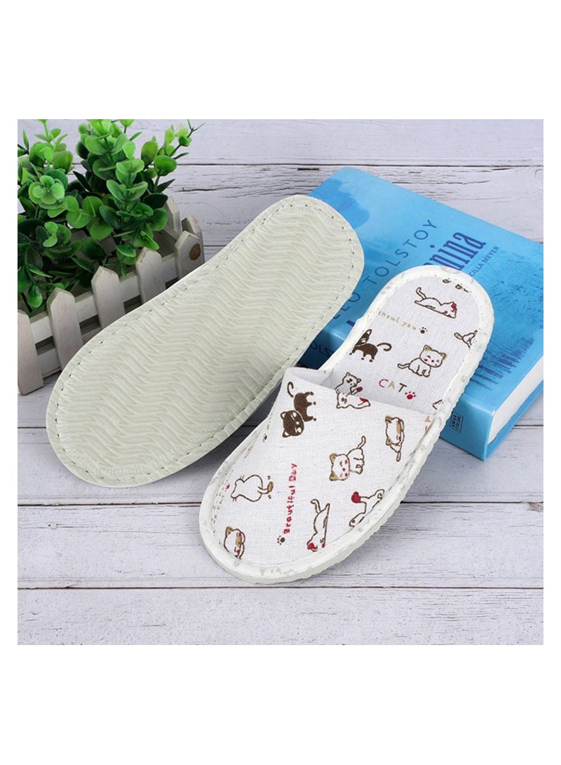 SYOSI 10 Pairs lovely Disposable Slippers Cotton Cloth Closed Toe Spa Slippers for Women and Men, Breathable Non-Slip Slippers for Hotel, Guests, Travel (Cats） - Image 3