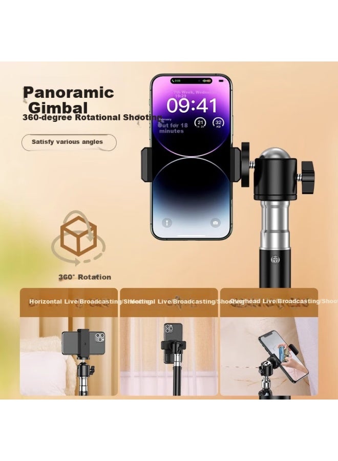 Lingchen Dual Phone Holder Selfie Stick Tripod With Ring Light For Photography Artifact Shooting Tripod Stand 2.1M - Image 2