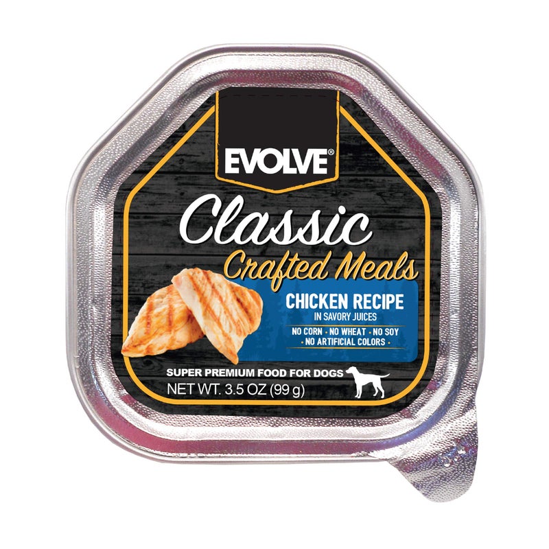 Evolve Pet Food Classic Crafted Meals Chicken Recipe Dog Food, 3.5 Ounce (Pack of 15) - Image 1