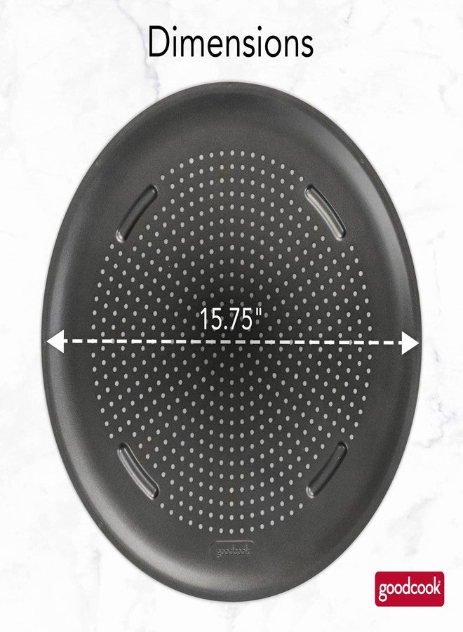 GoodCook AirPerfect Insulated Nonstick Carbon Steel Pizza Pan with Cutting Guides, Perforated Nonstick Pizza Pan, 15.75-Inch, Gray - Image 5