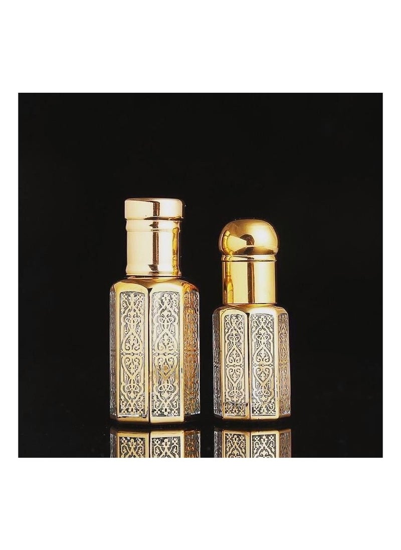 PARO OUD - 12pcs 3ml gold fancy  Empty bottles  Refillable Perfume Essential Oil Attar Bottle - Image 1