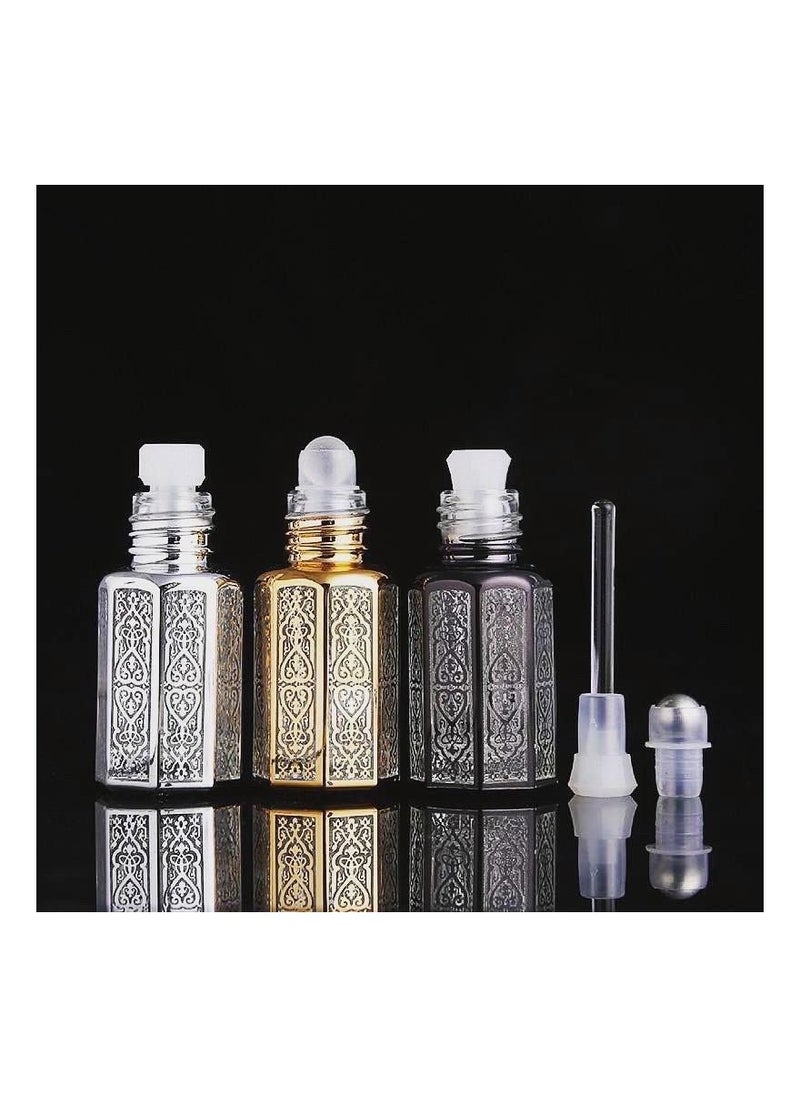 PARO OUD - 12pcs 3ml gold fancy  Empty bottles  Refillable Perfume Essential Oil Attar Bottle - Image 1
