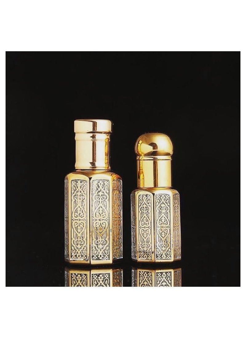 PARO OUD - 12pcs 3ml gold fancy  Empty bottles  Refillable Perfume Essential Oil Attar Bottle - Image 1