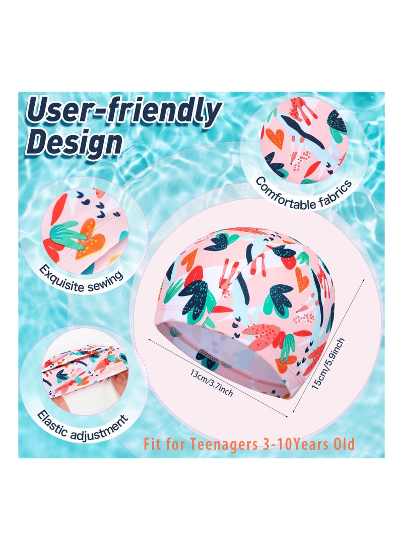 Generic 3 Pack Kids Polyester Swim Caps, Flexible Nylon Bathing Hats for Long Hair, Unisex Swimming Caps for Children, Comfortable and Durable Swimwear Accessories. - Image 4