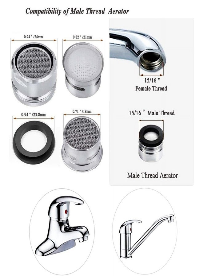 ESPETIO Bathroom Faucet Aerator 15/16 In Male Thread Chrome Solid Brass, Bathroom Sink Aerator, High Flow Aerator for Sink Faucet Aerators M24 with Gasket - Image 4