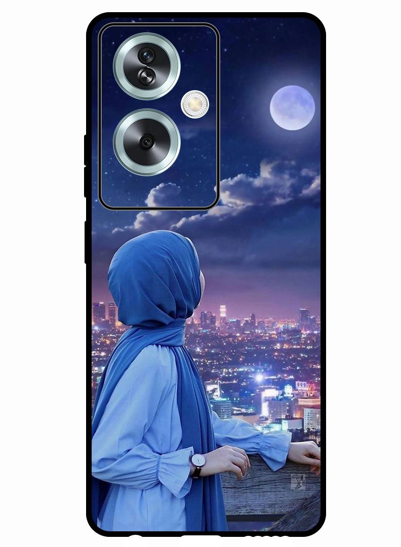 Theodor Protective Case Anti Scratch Shock Proof Bumper Cover For Oppo A2 Hijab Girl Looking at Moon - Image 1