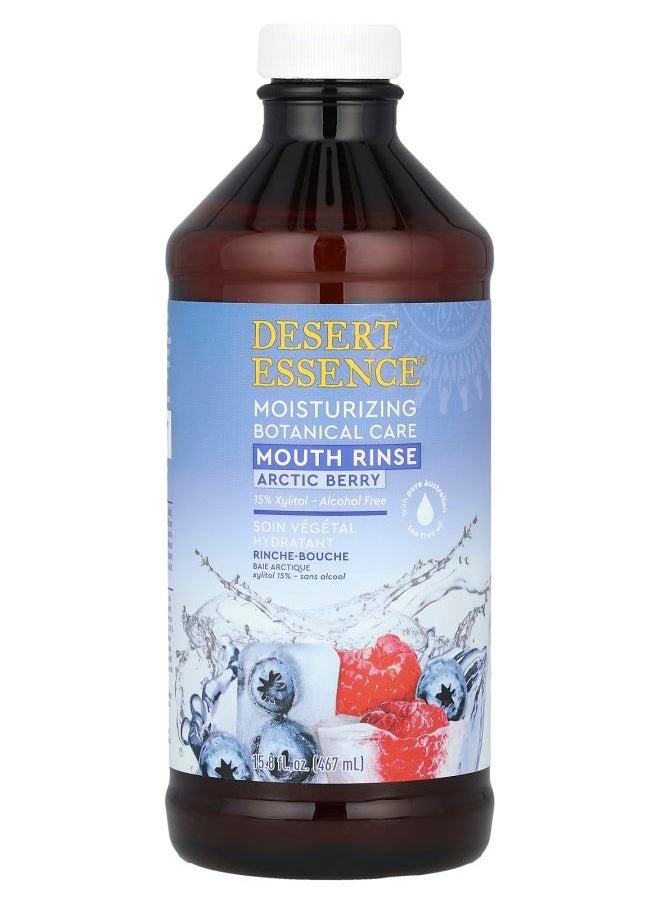 DESERT ESSENCE Moisturizing Botanical Care Mouth Rinse Arctic Berry Alcohol Free 15.8 fl oz (467 ml) 
