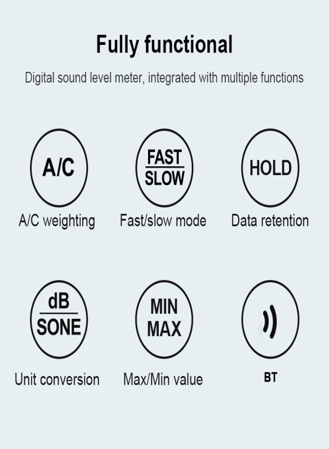 MESTEK 30-130dB Noise Meter Display Color Backlit Display Fast Slow Sampling Rate Capacitive Microphone Sound Level Monitor - Image 5