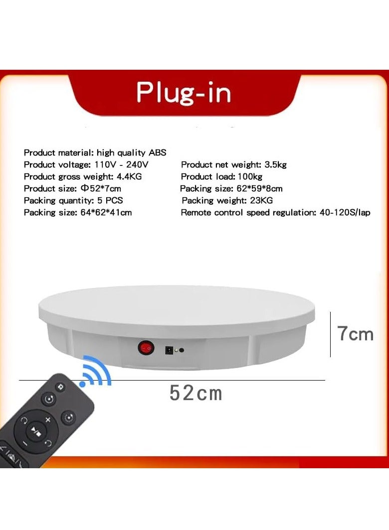 Xria 42CM Remote Control Rotating Display Stand 360° Panoramic Automatic Electric Turntable 100KG Load for Photography, Exhibition and Shops (Black, 42cm) - Image 2