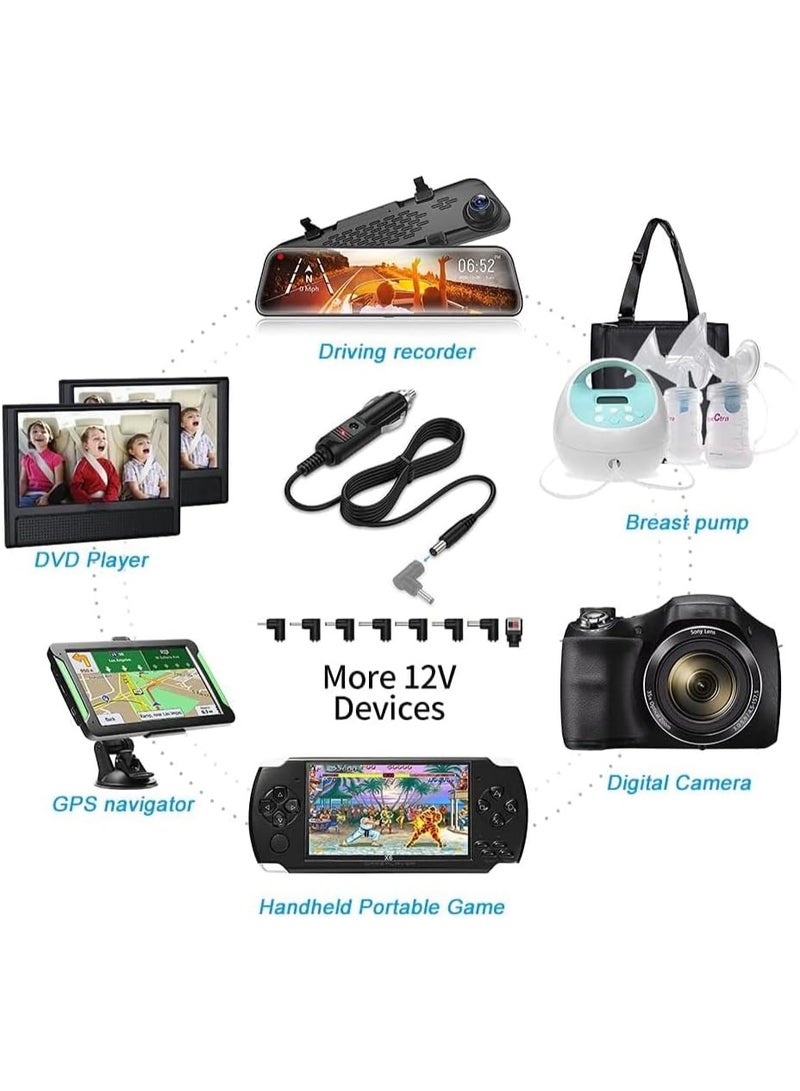 BENSN DC 12V 2A Car Charger Universal Power Cord with 8 Connector Tips for DVD Player, GPS, Bluetooth Speakers, Piano Keyboard, External Hard Drive - Image 5