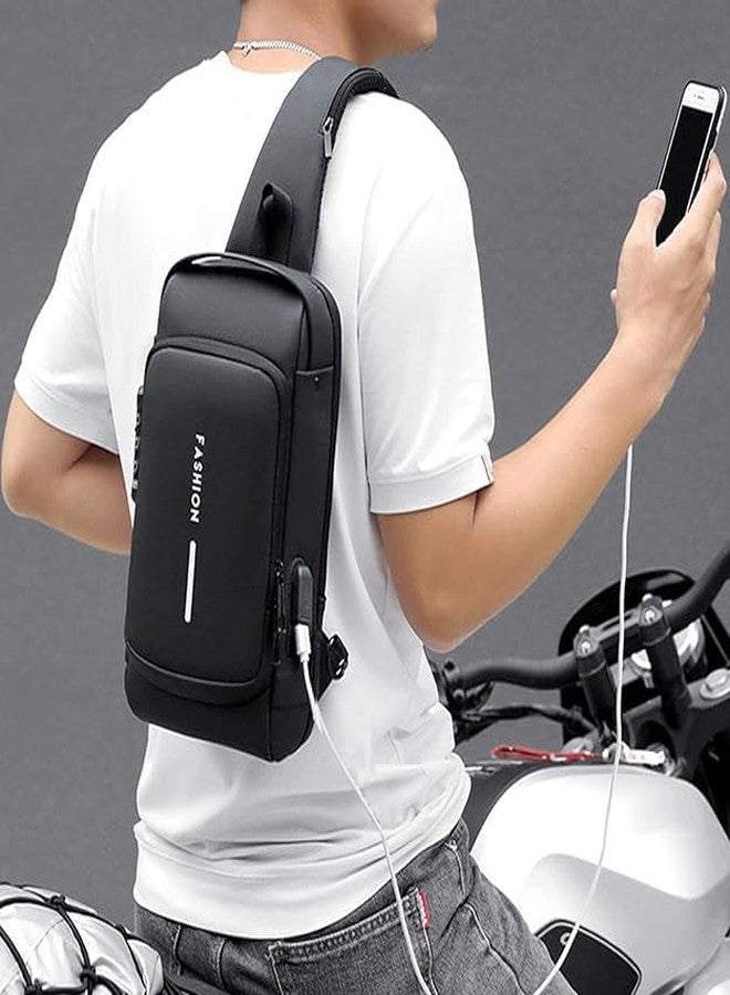 Handcuffs Waterproof Polyester Slim Unisex Crossbody Sling Bag Chest Backpack Men's Shoulder Bag, Leisure Travel Handbag, Hard Shell Anti-Theft Chest Bag (Black) - Image 4