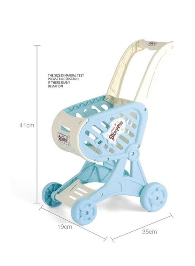 Kids Shopping Cart Trolley Play Set Mini Supermarket Cart Trolley with Free-Rolling Wheels Educational Toy for Ages 3+ Pretend Play and Role-Playing Games  - Image 2
