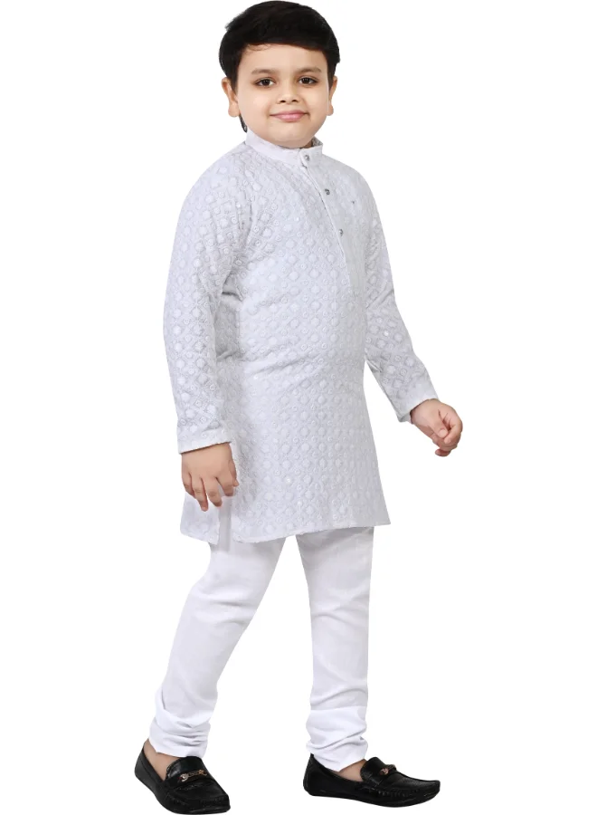 BT DEZINES Boys White Chikankari Kurta and Pyjama Set
