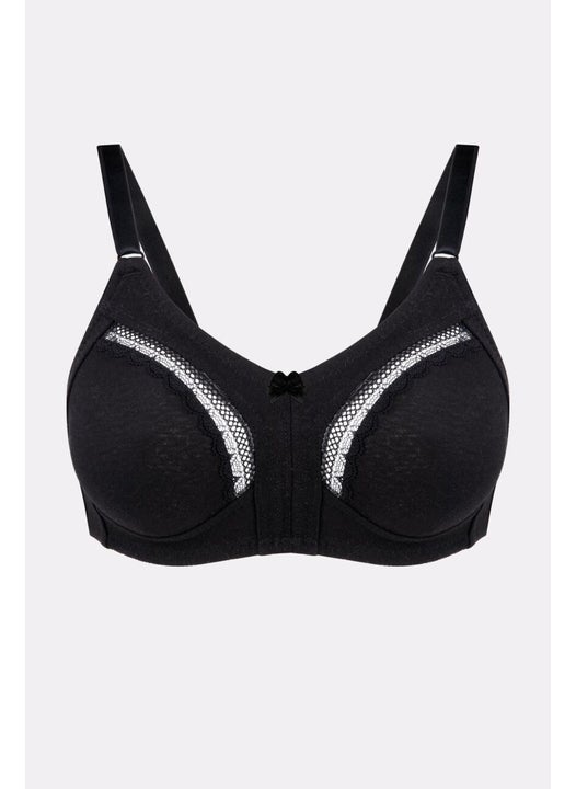 3662 Black Minimizing Combed Cotton Bra
