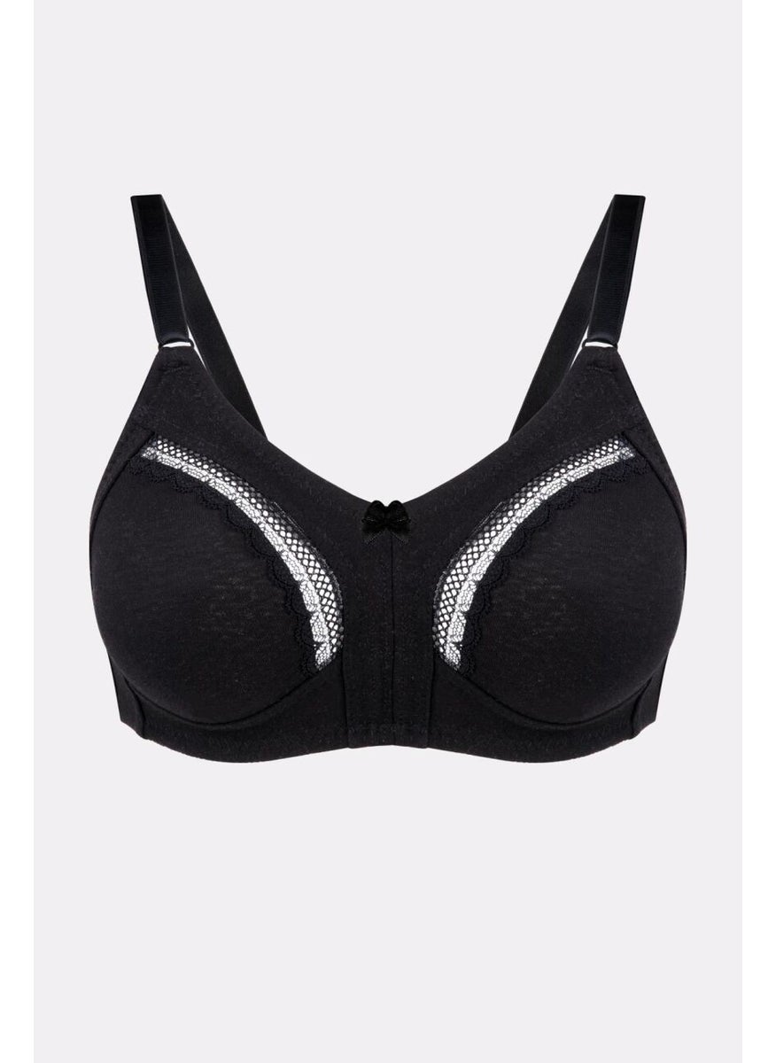 Ayyıldız - 3662 Black Minimizing Combed Cotton Bra - Image 1