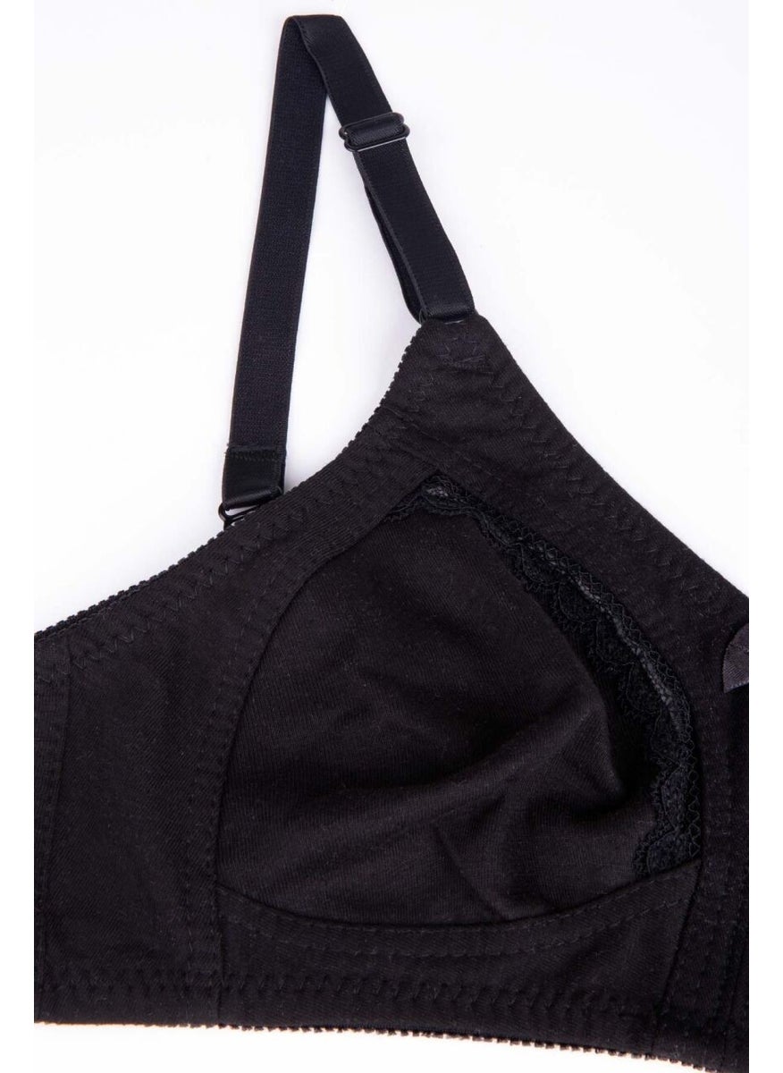 Ayyıldız - 3662 Black Minimizing Combed Cotton Bra - Image 1