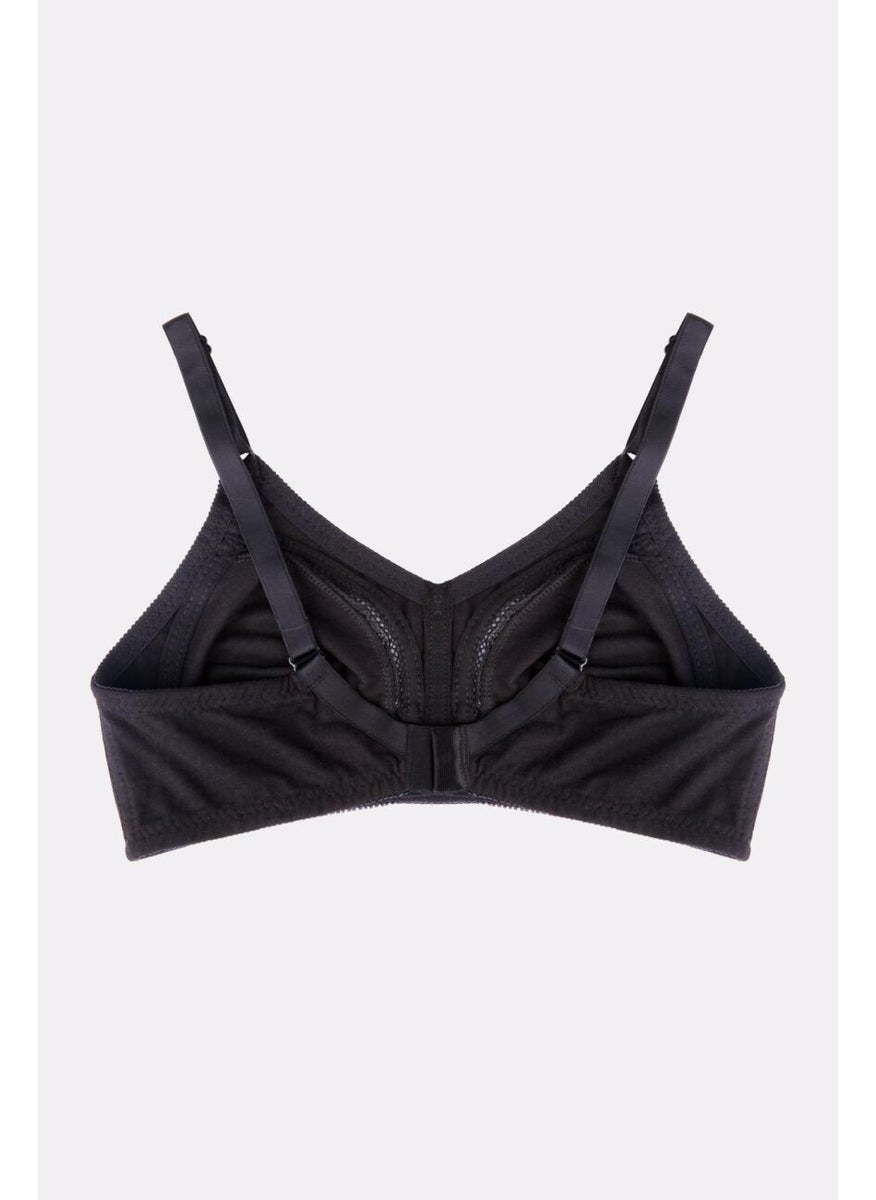 Ayyıldız - 3662 Black Minimizing Combed Cotton Bra - Image 1