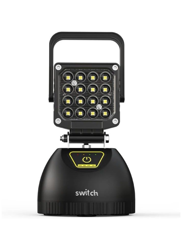 سويتش 0 مصباح LED خارجي محمول 16 واط، مصباح LED قوي مع قاعدة مغناطيسية وبطارية مدمجة، وضعان للسطوع، ضوء اس او اس، تصنيف IP65، للاستخدام في الحديقة والتخييم والرحلات البرية والمزيد - Image 1