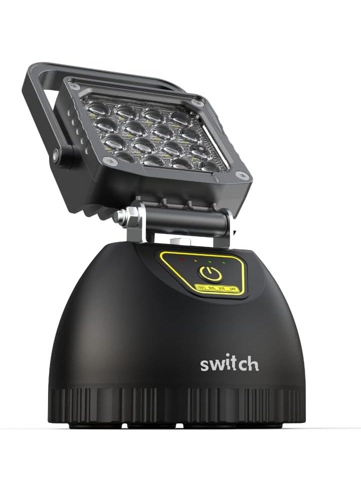 سويتش 0 مصباح LED خارجي محمول 16 واط، مصباح LED قوي مع قاعدة مغناطيسية وبطارية مدمجة، وضعان للسطوع، ضوء اس او اس، تصنيف IP65، للاستخدام في الحديقة والتخييم والرحلات البرية والمزيد - Image 3