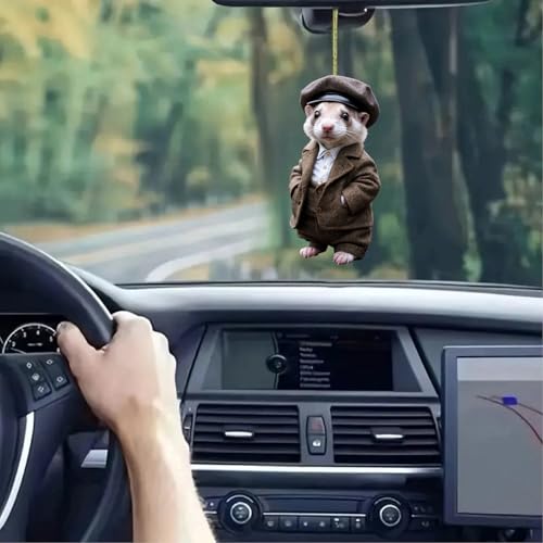 Flenzy Decorative Car Hanging Ornament, Hamster in Vintage Outfit, Christmas Tree Ornament - Image 1