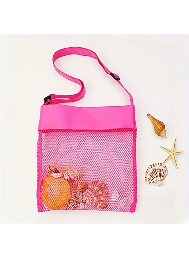 حقيبة شاطئية وردية لجمع الأصداف وحفر الرمال بحزام كتف قابل للتعديل - Image 1
