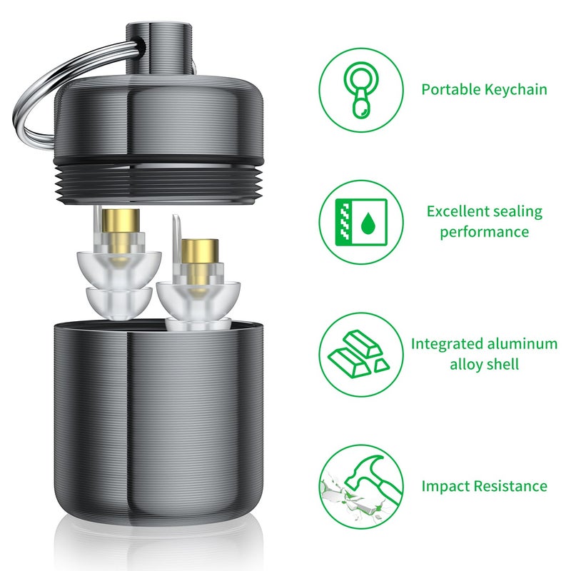 Urekt Ear Plug Carrying Case Keychain(2 Pack), Small Waterproof Metal Earplug Case Ear Plug Holder Container Great for Earplugs, Pills Case Pill Box and Jewelry Holder - Image 3