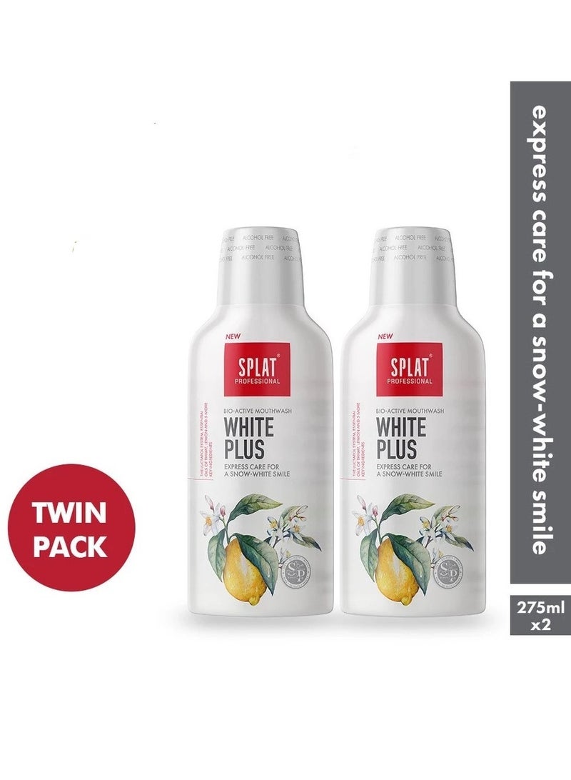 Splat Professional Bio‑Active Mouthwash White Plus-Alcohol Free-Fluoride Free-Gently Whitens Enamel-Soothes The Gums-Freshens Breath-Protects Against Plaque And Tooth Decay-Snow White Smile-275Ml (Twin Pack) - Image 1