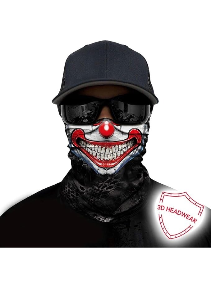 Obacle قناع أوباكل نصف للغبار والرياح وحماية من الشمس والأشعة فوق البنفسجية قناع أنبوبي ثلاثي الأبعاد بدون seams للرجال والنساء قناع أنبوبي رقيق وقابل للتنفس لركوب الدراجات الرياضية (وجه مهرج مبتسم بأسنان مرتبة) - Image 3